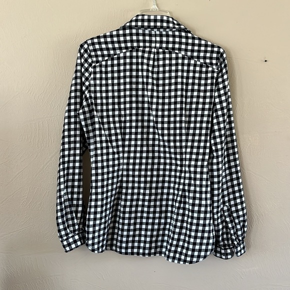Woolwich Black-and-White Plaid Button-Down Top Size Medium Long Sleeves - Picture 6 of 16